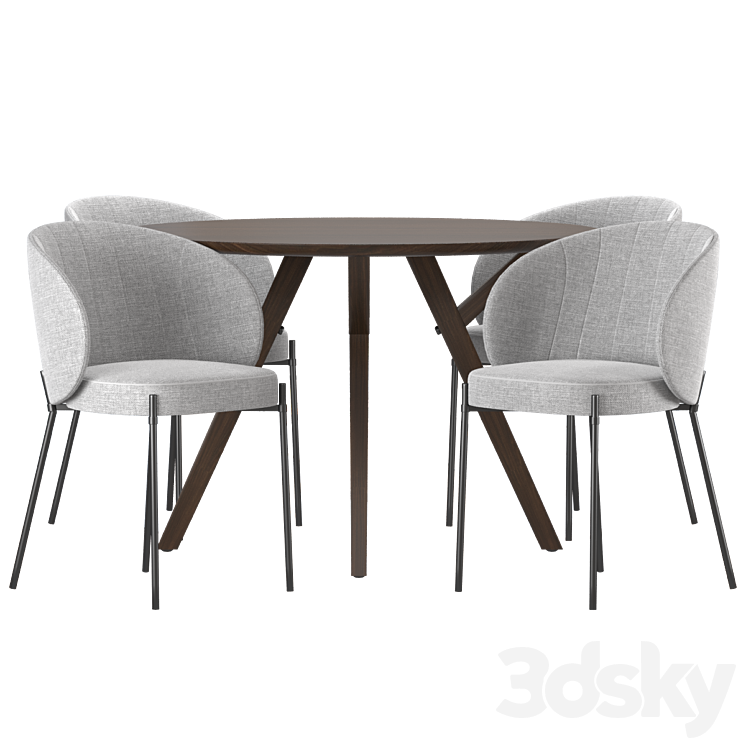 Dining set by Domstore 3DS Max Model - thumbnail 2