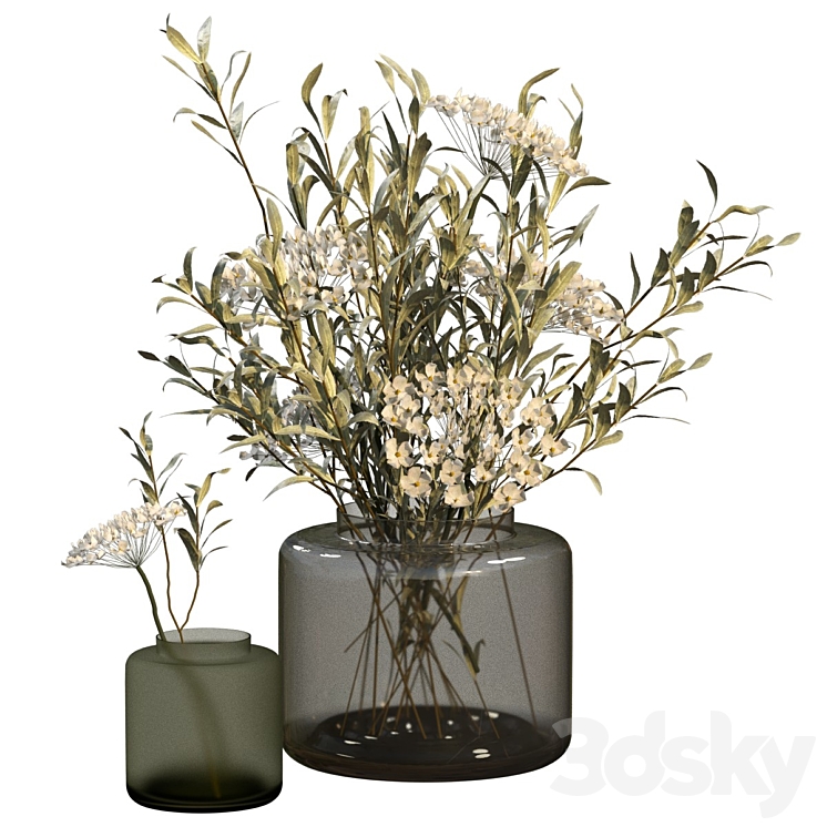 Bouquets in vases Ikea Konstfull 3DS Max - thumbnail 1
