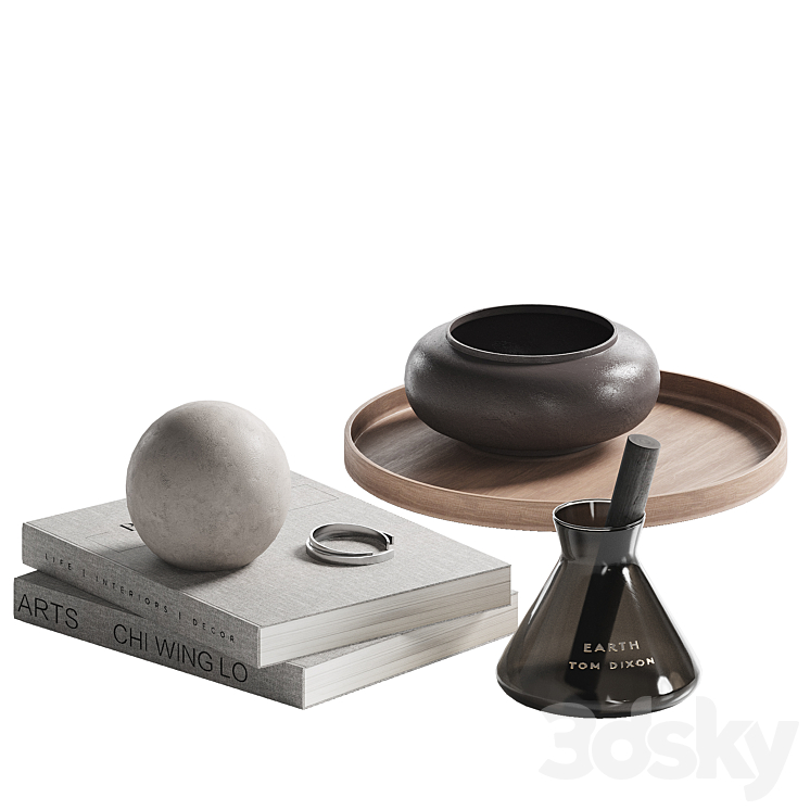 Decorative coffee table set 12 3D Model Free