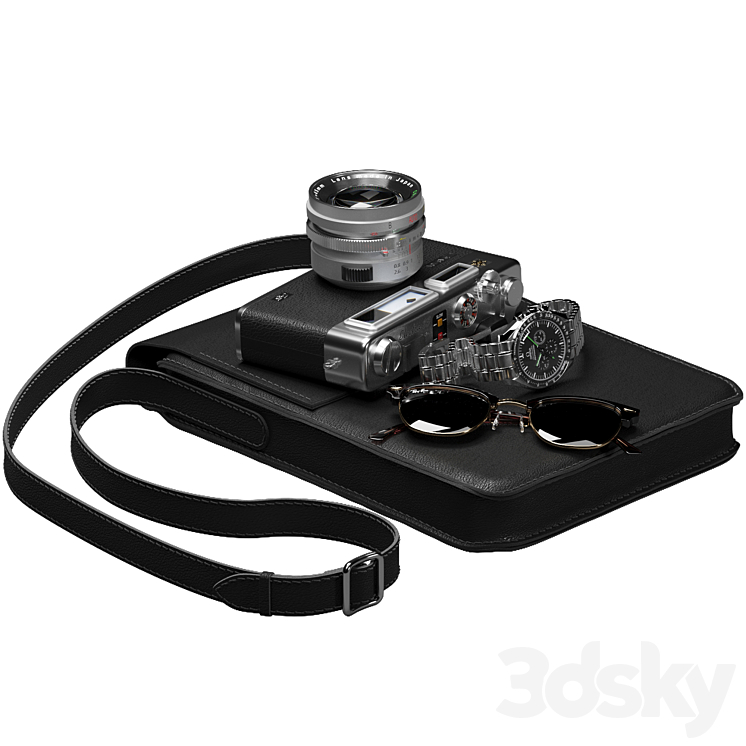 Set of men's accessories 3D Model Free