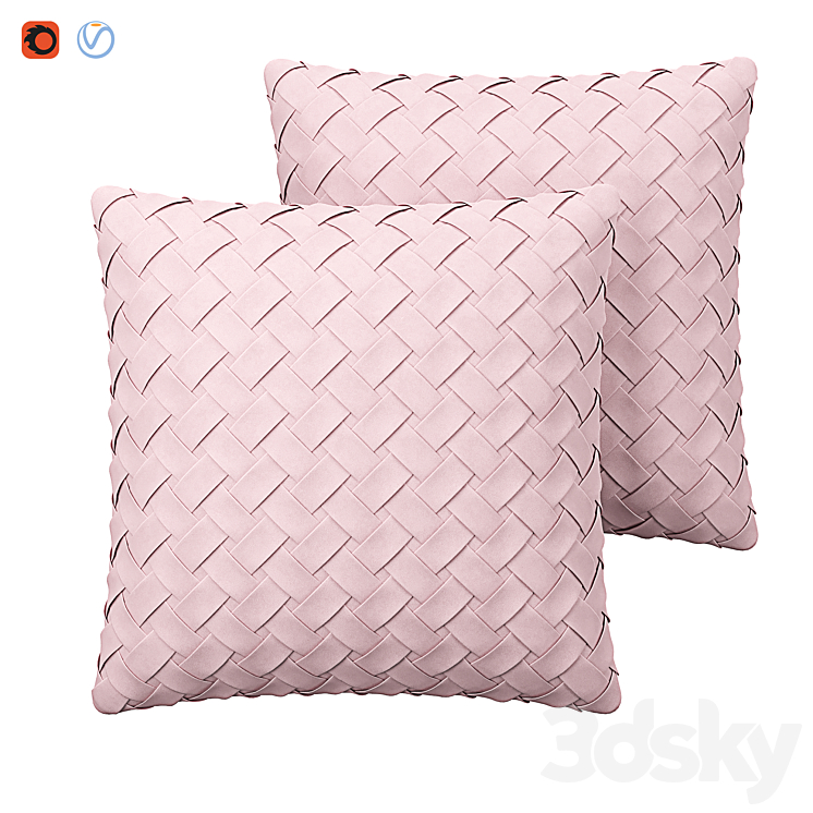 Faux Suede Cushion Lattice Weave Pink Tithonia 3D Model