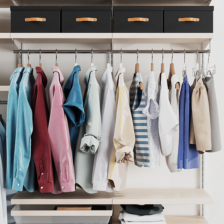 Wardrobe wall module dresses clothes 3 3D Model