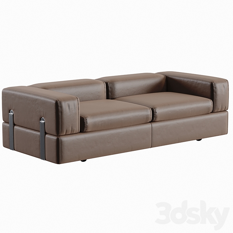 Daybed Sofa 711 by Tito Agnoli for Cinova in Brown Leather 3DS Max - thumbnail 1