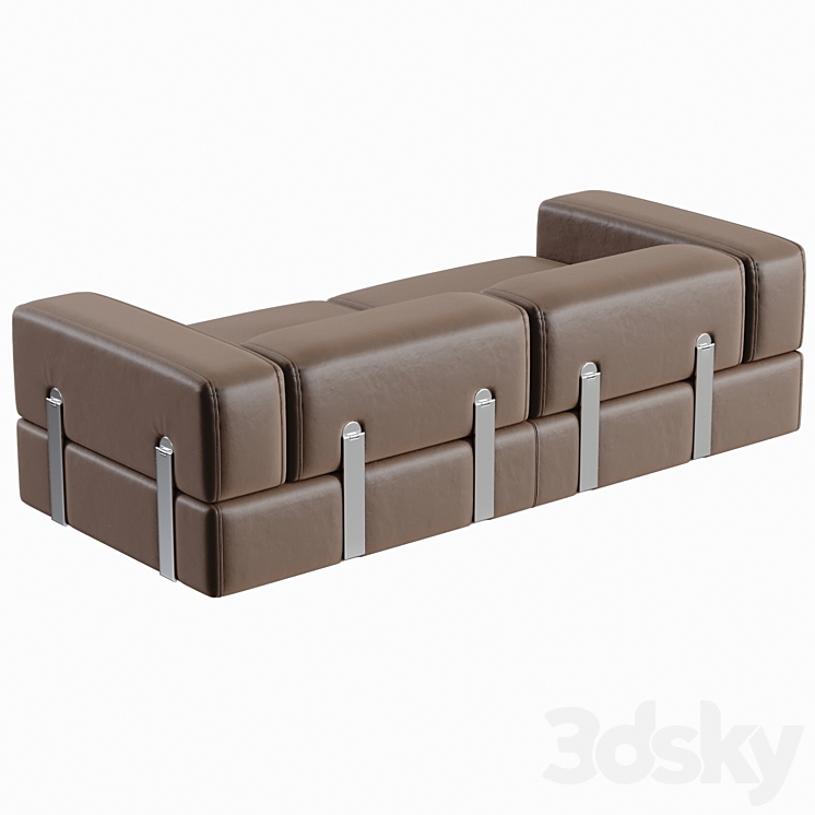 Daybed Sofa 711 by Tito Agnoli for Cinova in Brown Leather 3DS Max - thumbnail 2