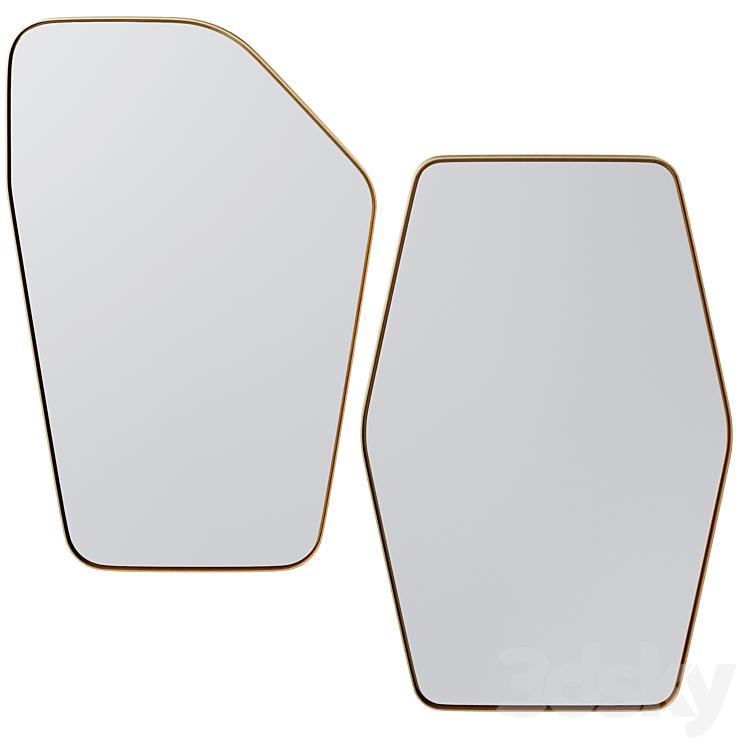 Wall Mirror Shape Brass by Kare Design 3DS Max Model - thumbnail 2