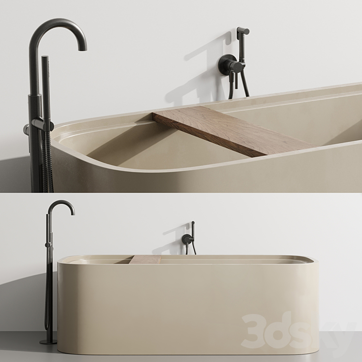 Cocoon Pb Bathtub by Fauset Omnires Y set 3D Model