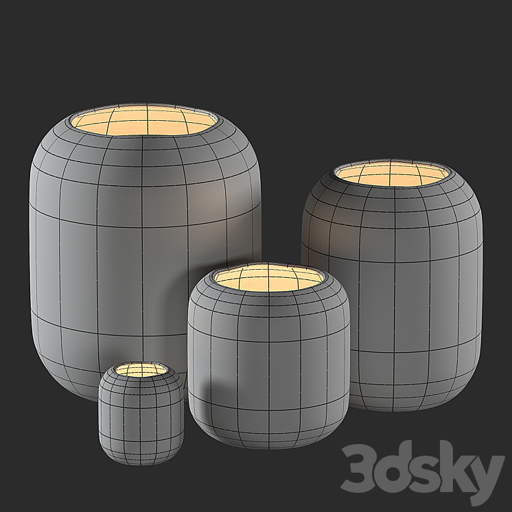 WestElm Pierced Constellation Ceramic Candleholders 3DS Max Model - thumbnail 2
