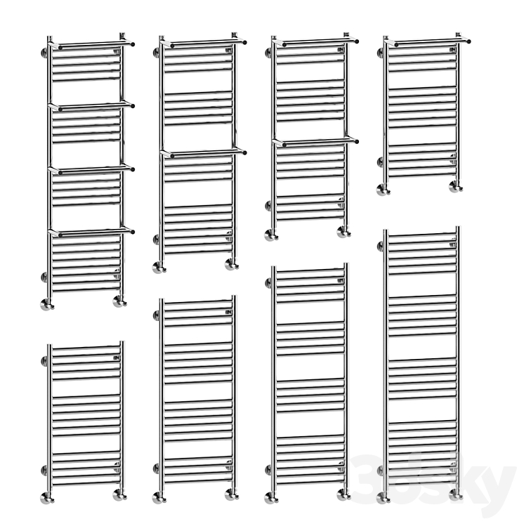 Water heated towel rail Terminus Aurora 3D Model