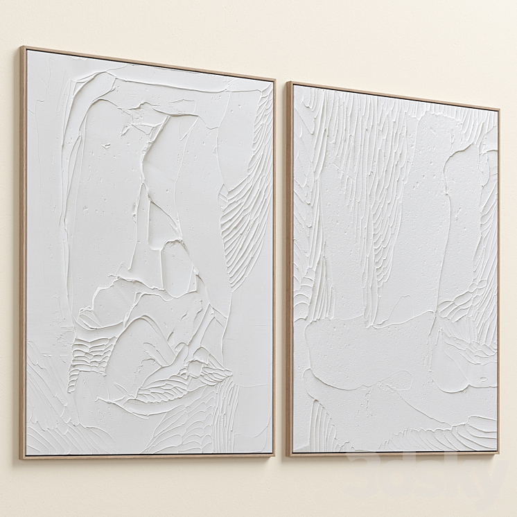 White Textural Plaster Wall Art C-438 3D Model