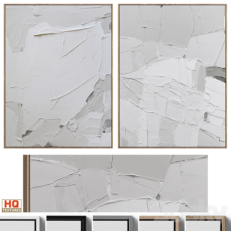 Abstract Textural Plaster Wall Art C-439 3DS Max - thumbnail 1