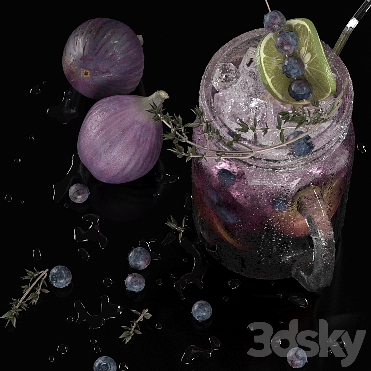 cold drinks. Thyme\/lime\/blueberry 3DS Max Model - thumbnail 2