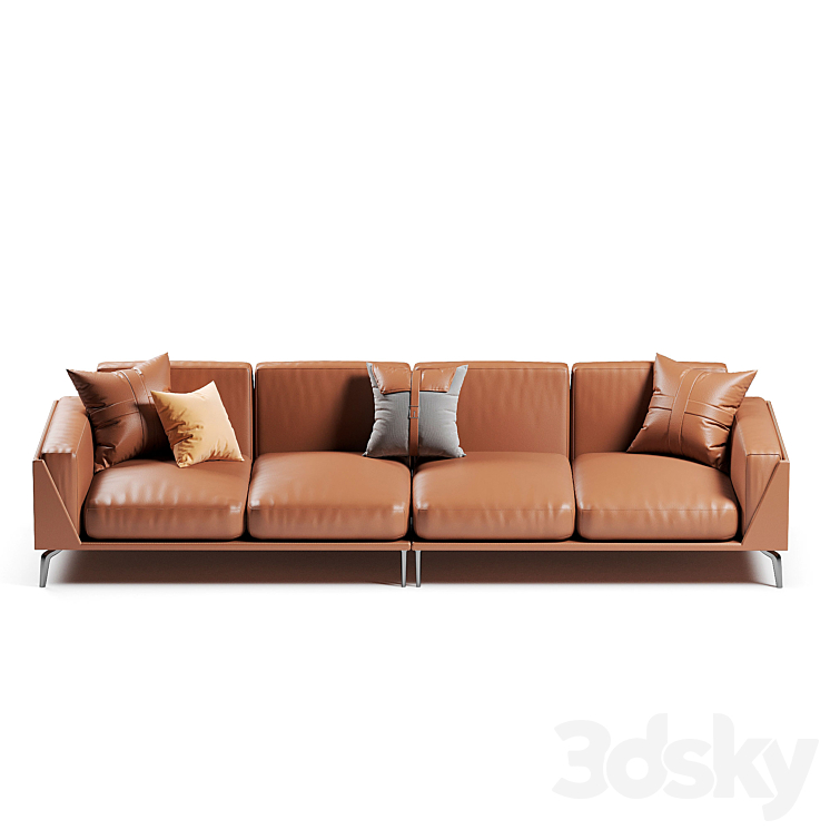 Francesca Neo-modern Genuine Leather Sofa 3DS Max - thumbnail 2