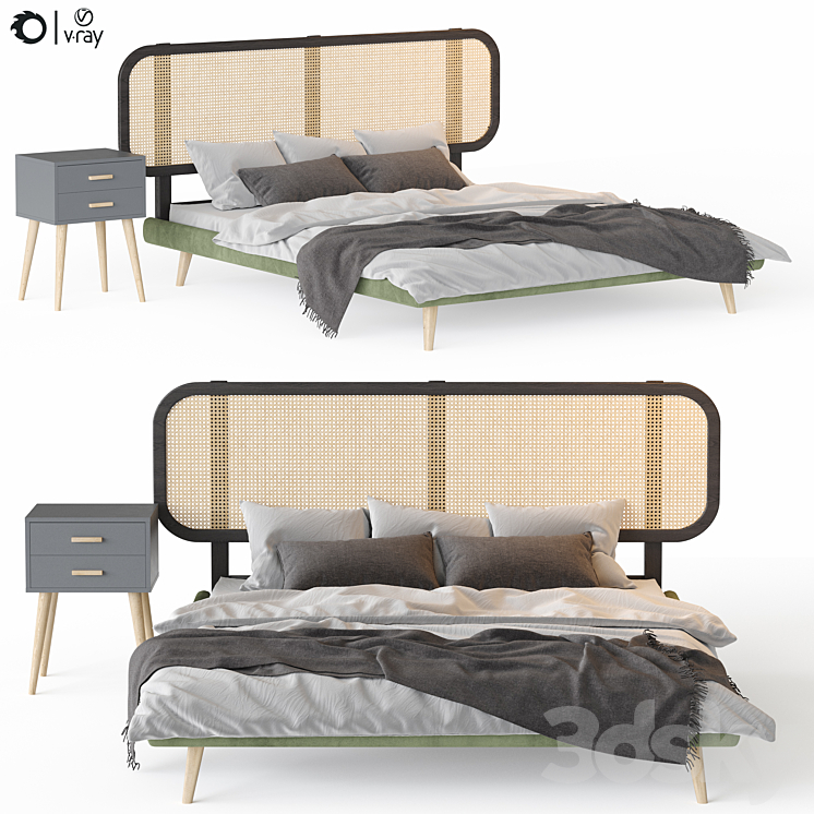 Bed Male table Evaine 3DS Max - thumbnail 1
