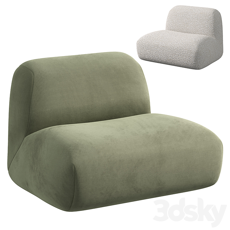 Multi-color Options Boconcept Stuffed Floor Teddy Couch Hippo Loveseat Boucle Cloud armchair 3DS Max - thumbnail 1