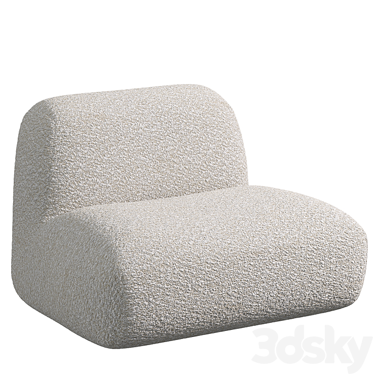 Multi-color Options Boconcept Stuffed Floor Teddy Couch Hippo Loveseat Boucle Cloud armchair 3DS Max - thumbnail 2