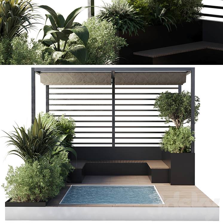 Landscape Furniture by pool with Pergola and Roof garden 08 3DS Max - thumbnail 2