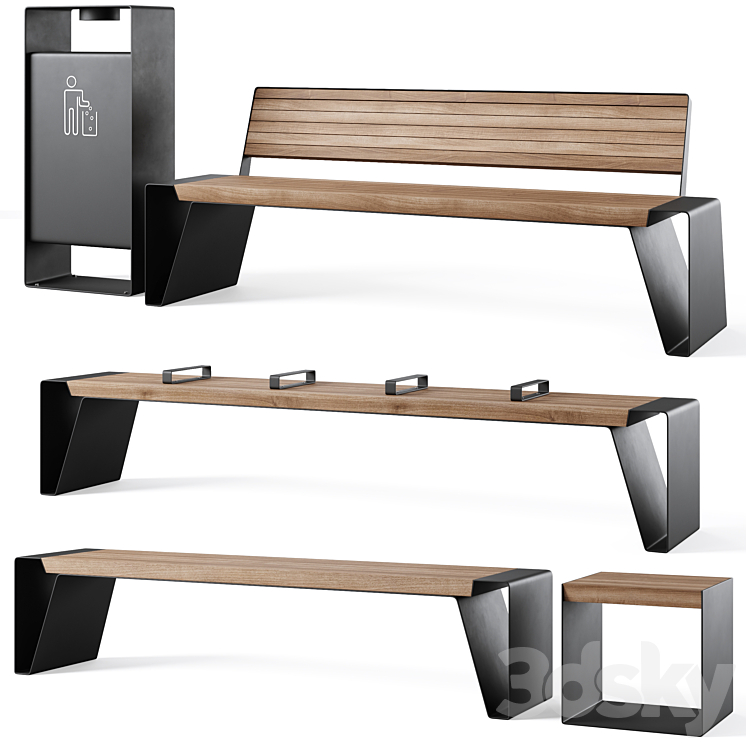 Park Benches Radium by mmcite 3D Model