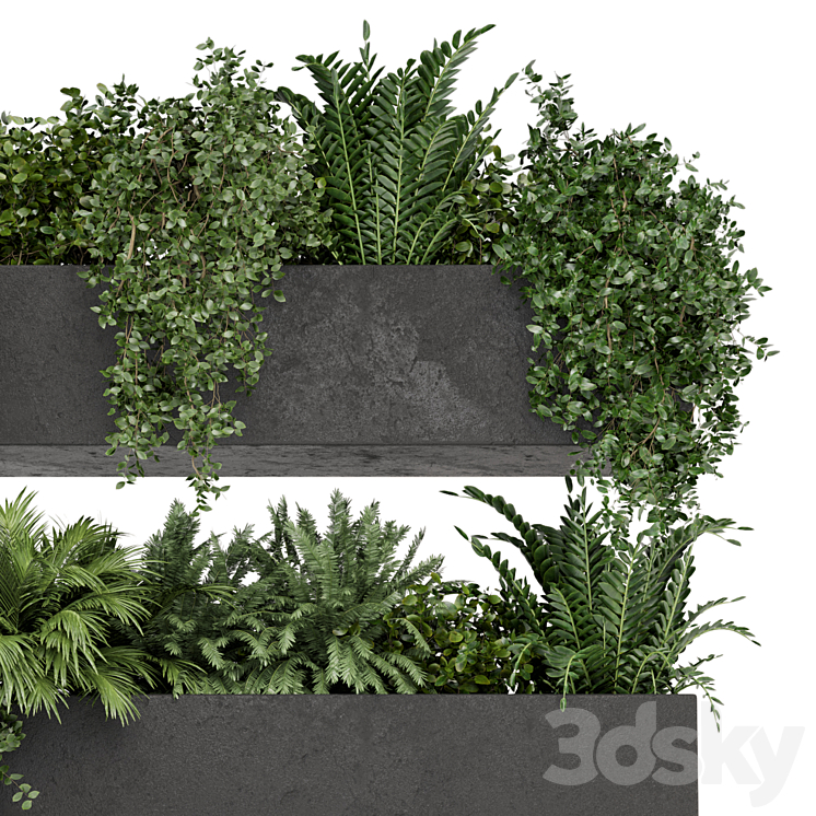 Hanging Plants in rusty Concrete Pot – Set 589 3DS Max - thumbnail 2