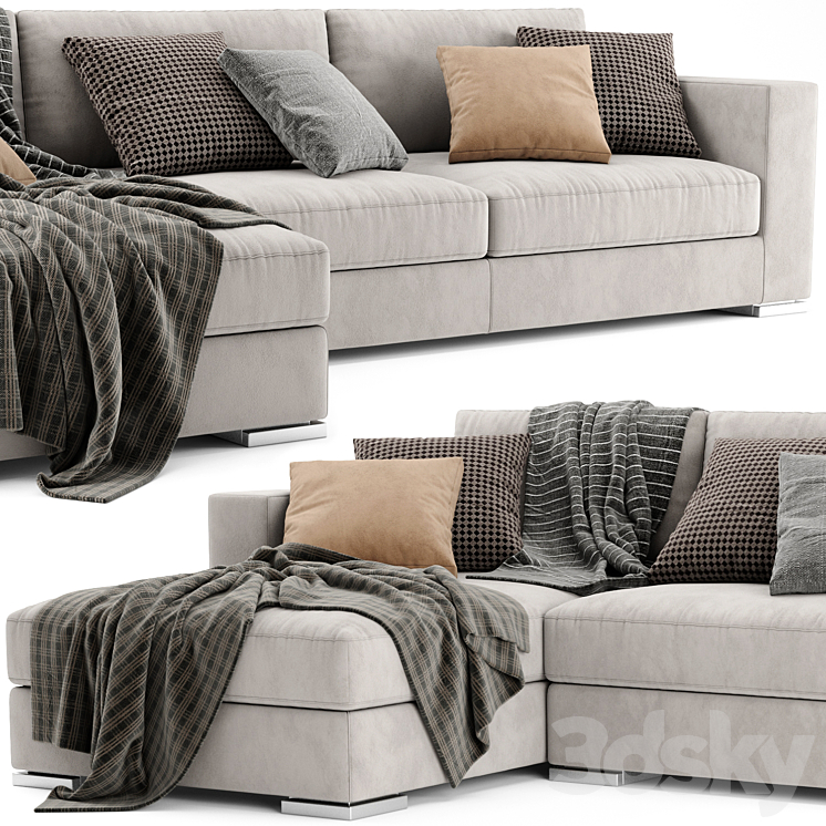 Jesse Alfred Chaise Longue Sofa 3DS Max Model - thumbnail 2