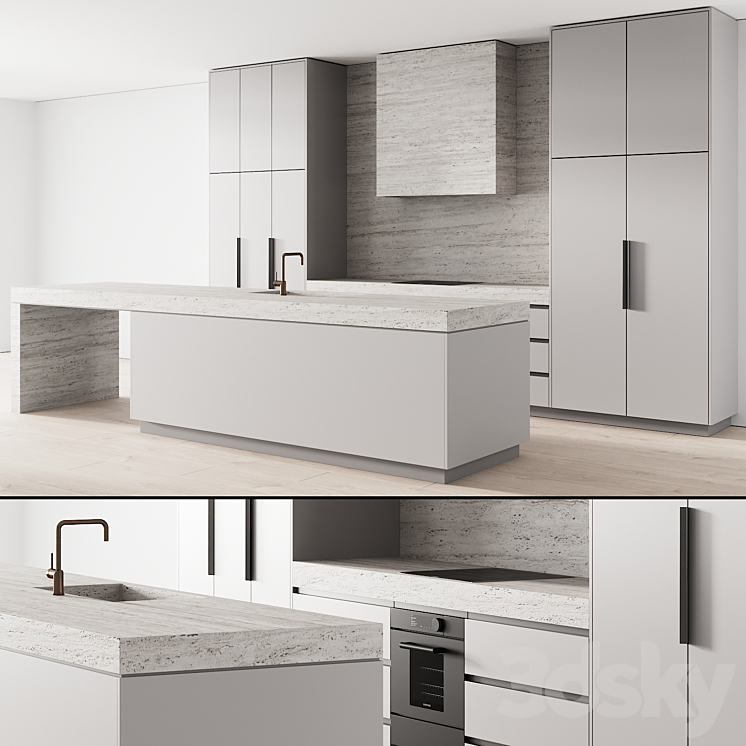 111 modern kitchen 08 zephyr and stone 3DS Max Model - thumbnail 1