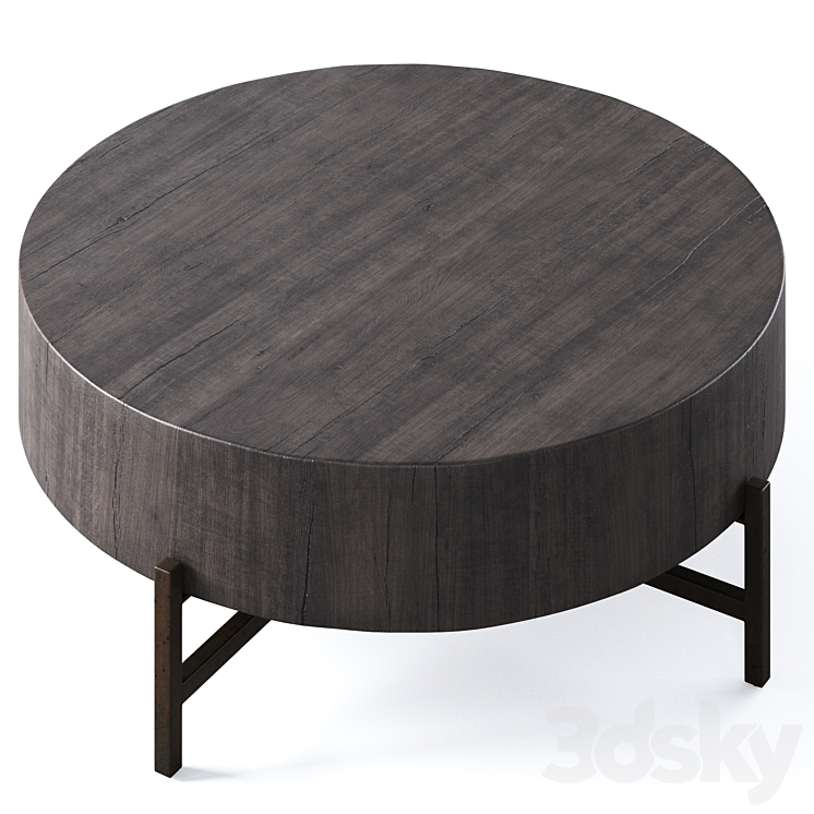 3DS MAX "Fargo 40"" Round Reclaimed Wood Coffee Table by pottery barn