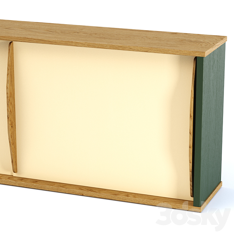 Rare wall-mounted sideboard by Jean Prouve \/ Wooden hanging cabinet 3DS Max Model - thumbnail 2