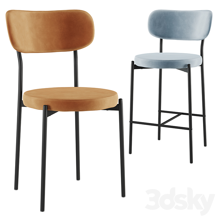 Chair&Bar stool Barbara black legs SG 3DS Max - thumbnail 1