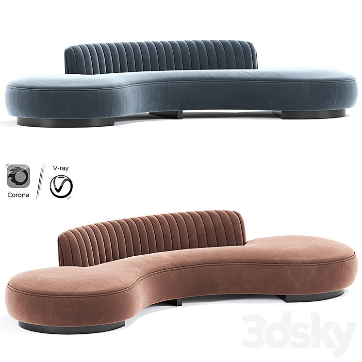 Lounge Curved Sofa 3DS Max - thumbnail 1