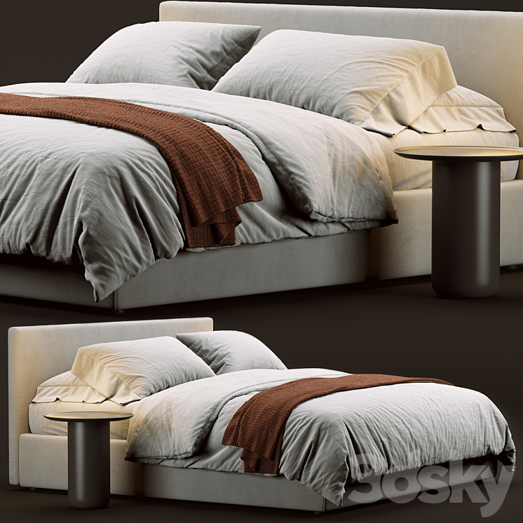 Flou Notturno Bed 3DS Max Model - thumbnail 1