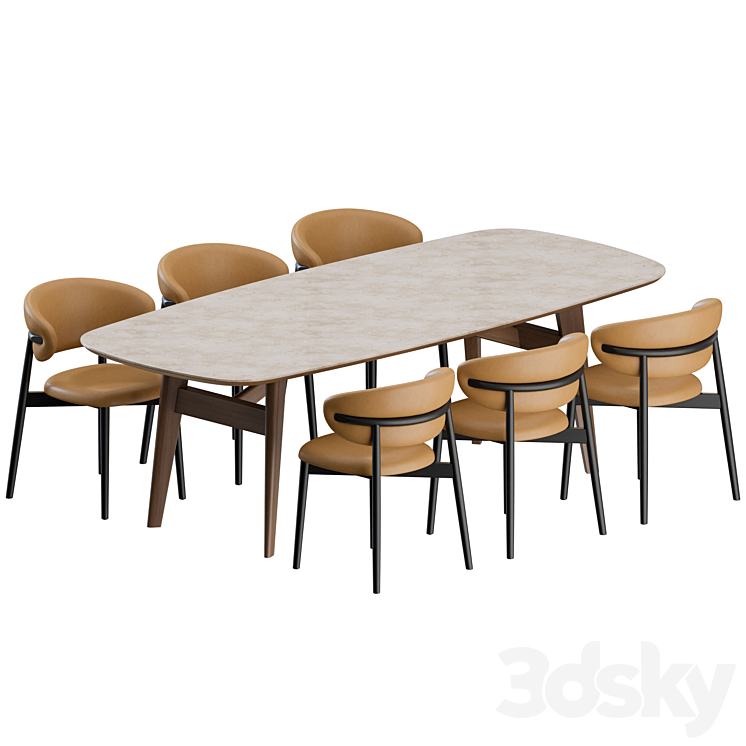 Oleandro Dinning Set 02 by Calligaris 3D Model