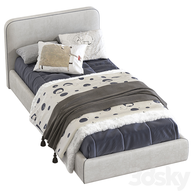 Bed with upholstered headboard 242 3D Model