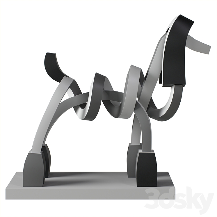 Silver Poodle Statue 3D Model Free