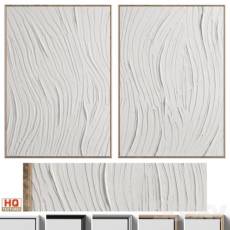 White Textural Plaster Wall Art C-455 3DS Max - thumbnail 1