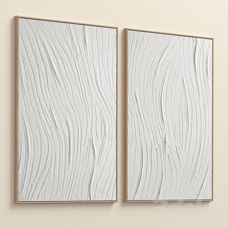 White Textural Plaster Wall Art C-455 3DS Max - thumbnail 2