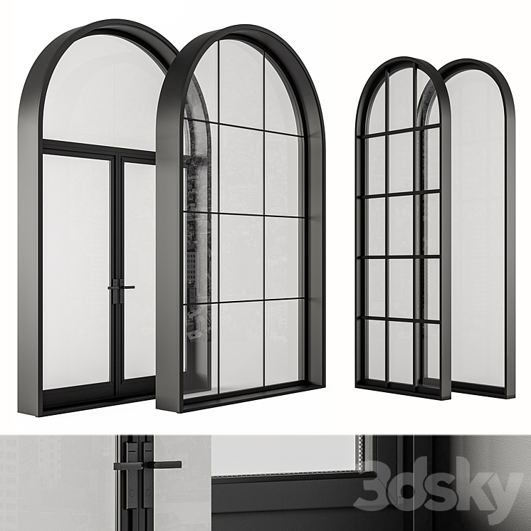 Black Modern Arched Window – Windows Set 07 3D Model