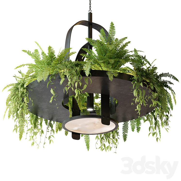 Hanging lamp with plants 3DS Max - thumbnail 1