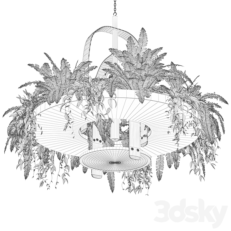 Hanging lamp with plants 3DS Max - thumbnail 2