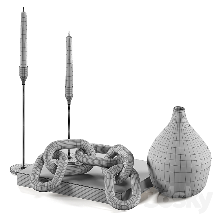 Decorative coffee table set 23 3D Model Free