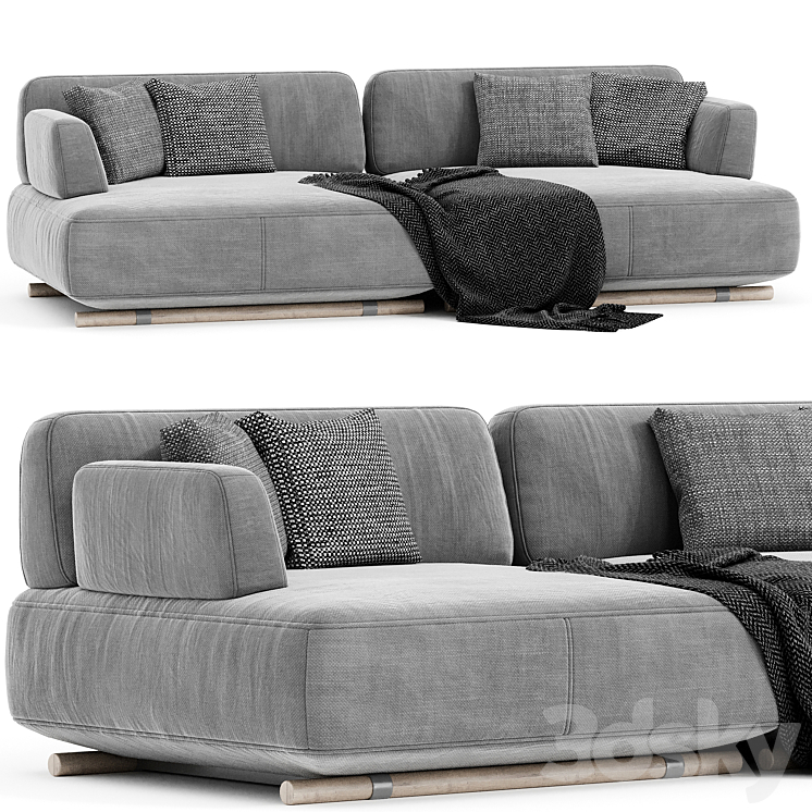 Natuzzi cava two seaters sofa 3DS Max Model - thumbnail 1