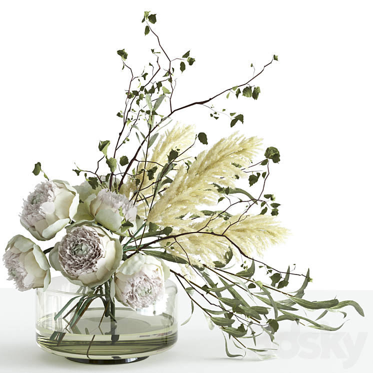 Bouquet in a glass vase 3DS Max Model - thumbnail 1