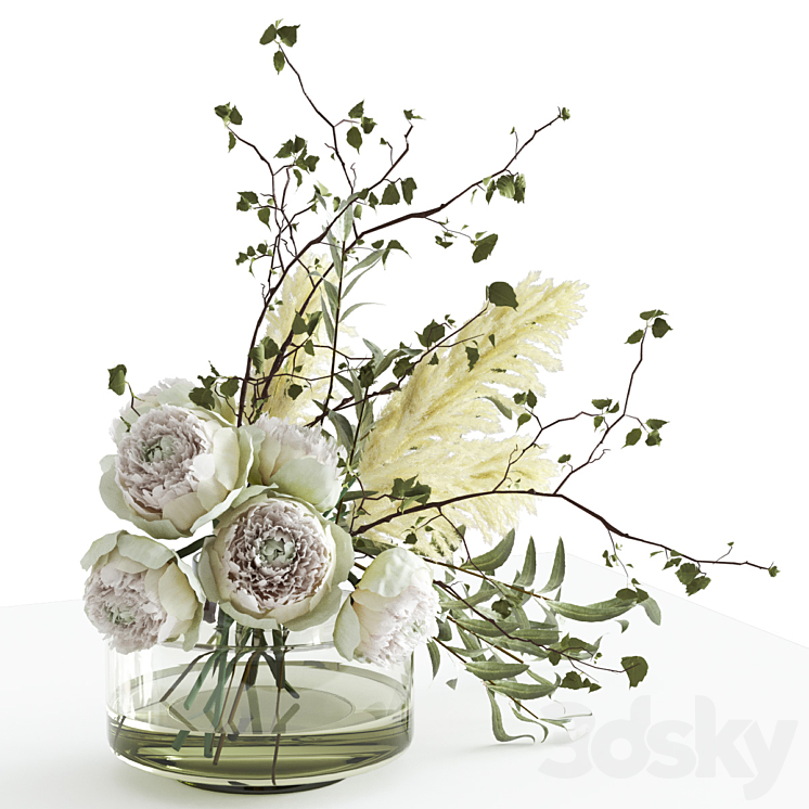 Bouquet in a glass vase 3DS Max Model - thumbnail 2