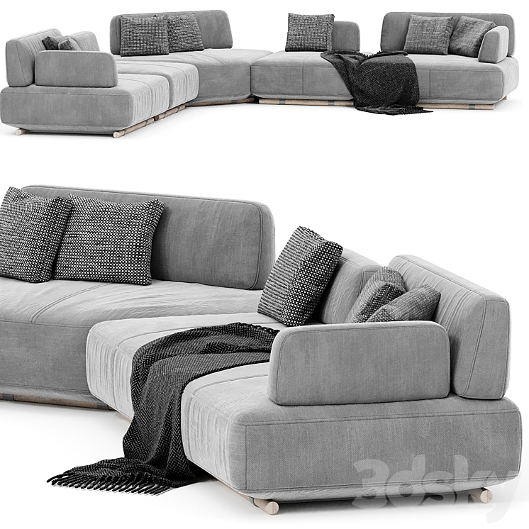 Natuzzi Italia Cava Sectional upholstered sofa Free Download