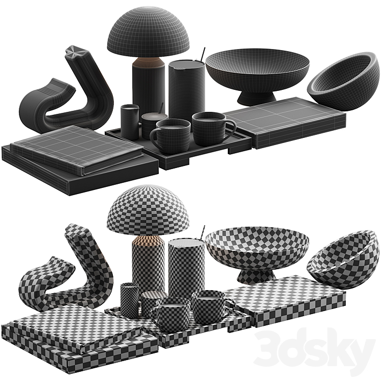 119 decorative set 032 american style neutral decor P01 3D Model