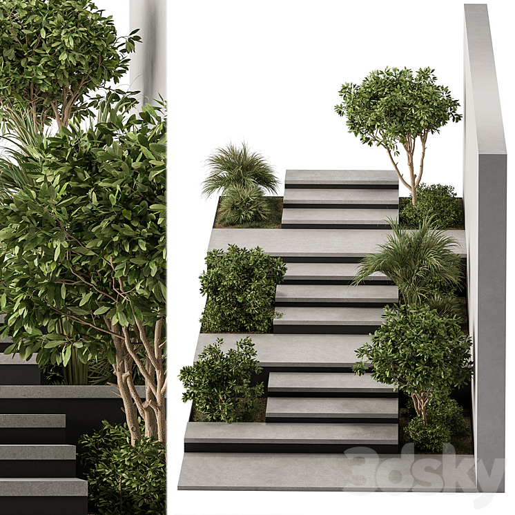 Landscape Furniture stairs with ivy and Garden – Architect Element 57 3DS Max - thumbnail 2