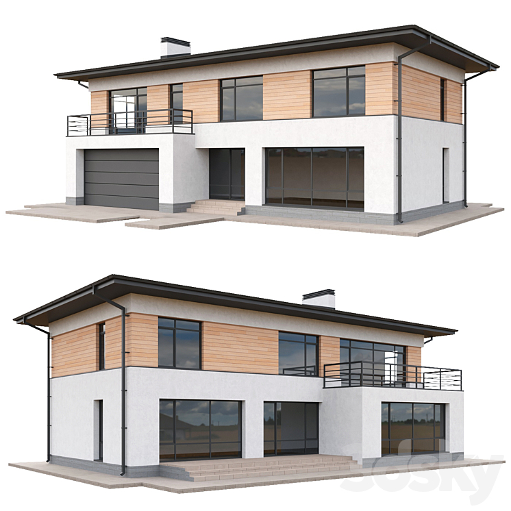 Set of low poly houses 03 3D Model