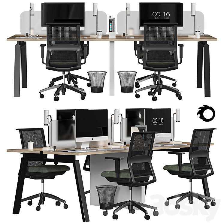 modern office furniture 3DS Max Model - thumbnail 1