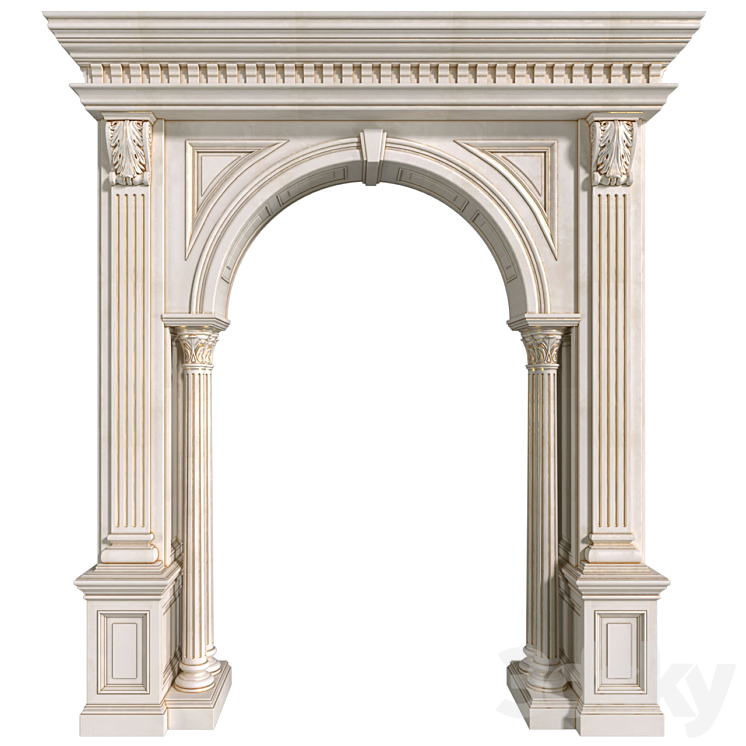 Arch in classic style.Arched interior doorway in a classic style.Traditional Interior Arched Doorway Opening 3D Model