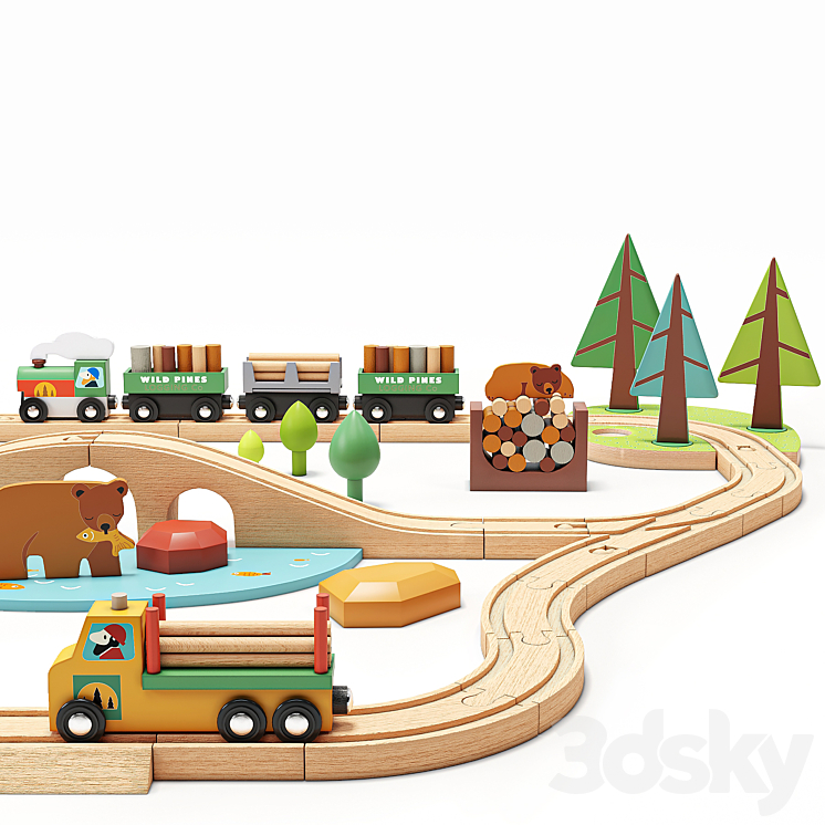 Tender Leaf Wild Pines Train Set Toy 3DS Max Model - thumbnail 2