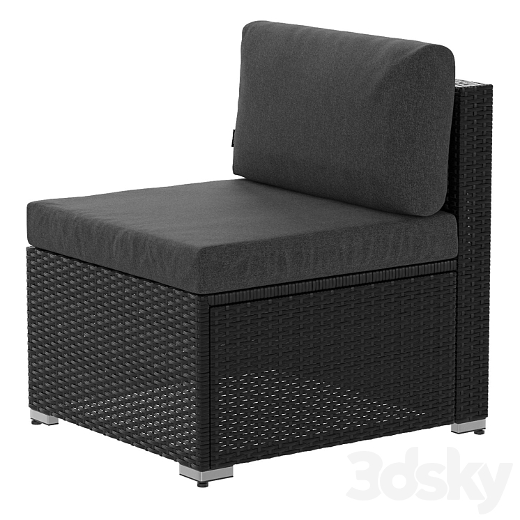 Black straight armchair (wicker outdoor furniture) 02 3DS Max Model - thumbnail 2