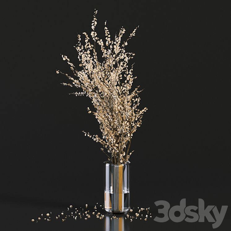 Bouquet Collection 05 - Linen Chest Herringbone in Glass Vases 3D Model